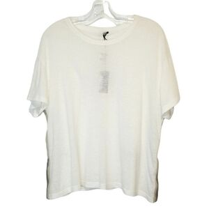 🔥LAST CHANCE🔥💲⬇️Monrow Triple Striped Trim Cream T-Shirt, Size XL ~ NWT